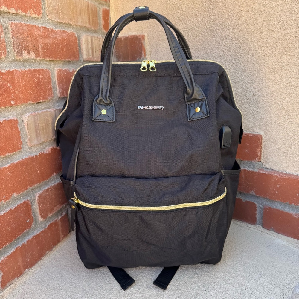 KROSER water-repellent Travel Laptop Backpack in black